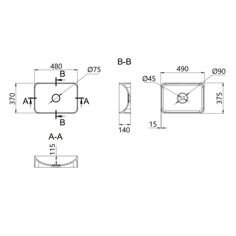 Раковина-чаша Qtap Tern 475х370х140 White (QT17112074WN) QT17112074WN &mdash; фото в Esantehnika