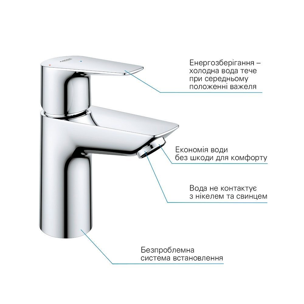 Комплект смесителей для ванной комнаты Grohe QuickFix Start Edge ColdStart (цвет - хром) UA202501SE UA202501SE &mdash; фото в Esantehnika