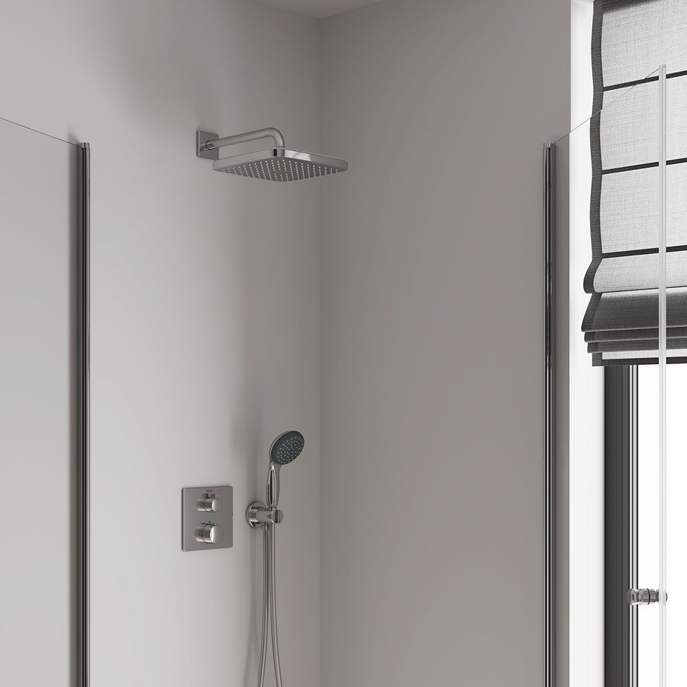 Верхній душ з EcoJoy Grohe QuickFix Vitalio Comfort 250 х 250 мм Cube (колір - хром) 26695000 26695000 &mdash; фото в Esantehnika