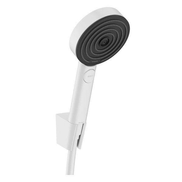 Душевой гарнитур Hansgrohe Pulsify Select (цвет - белый матовый), 3 вида струи Relaxation и шланг 160 см 24303700 24303700 &mdash; фото в Esantehnika