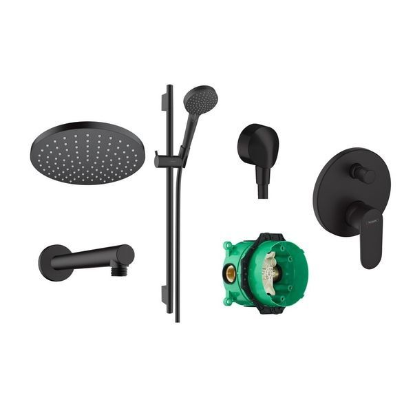 Набір прихованого монтажу для душу Hansgrohe EcoSmart 200 Vernis Blend 6 в 1, Matt Black (20230002) 20230002 &mdash; фото в Esantehnika
