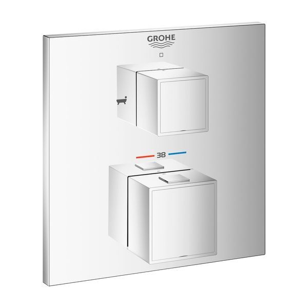 Термостат для ванни/душу на 2 споживача Grohe Grohtherm Cube (колір - хром) 24155000 24155000 &mdash; фото в Esantehnika