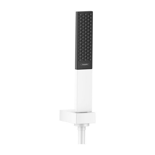 Душевой гарнитур Hansgrohe Rainfinity (цвет - белый матовый/чёрный), 1 вид струи 26856700 26856700 &mdash; фото в Esantehnika