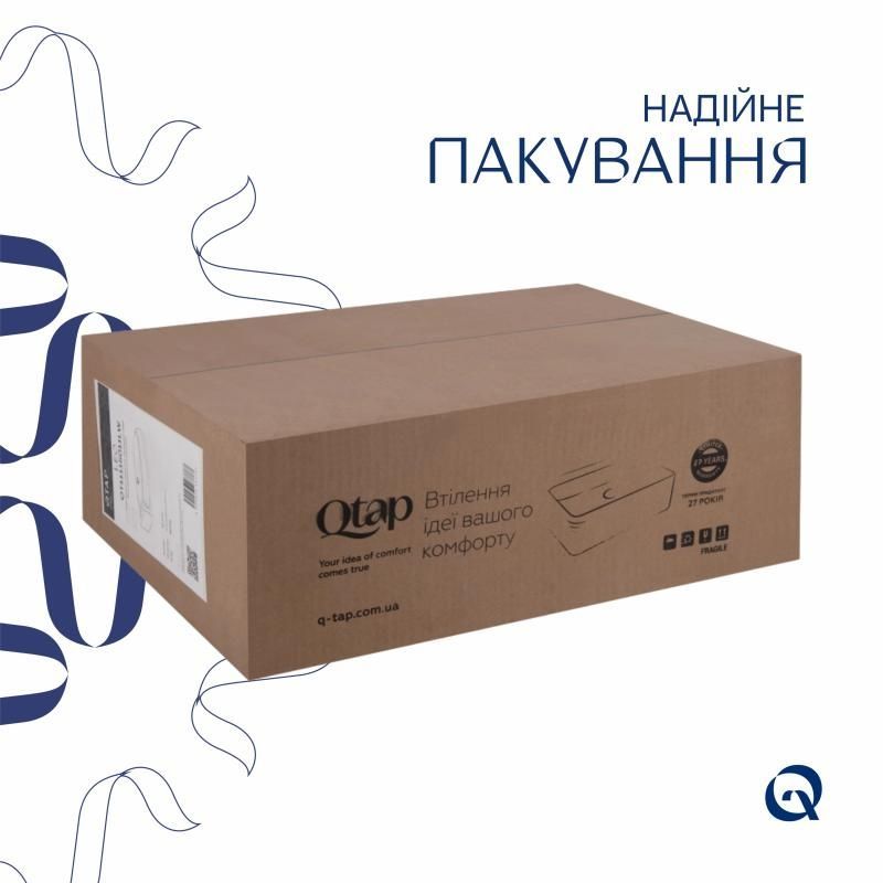 Комплект Qtap Leo: Раковина подвесная овальная левая 430x285x160 мм White + Донный клапан PU02O QT11115011LWN47332 QT11115011LWN47332 &mdash; фото в Esantehnika