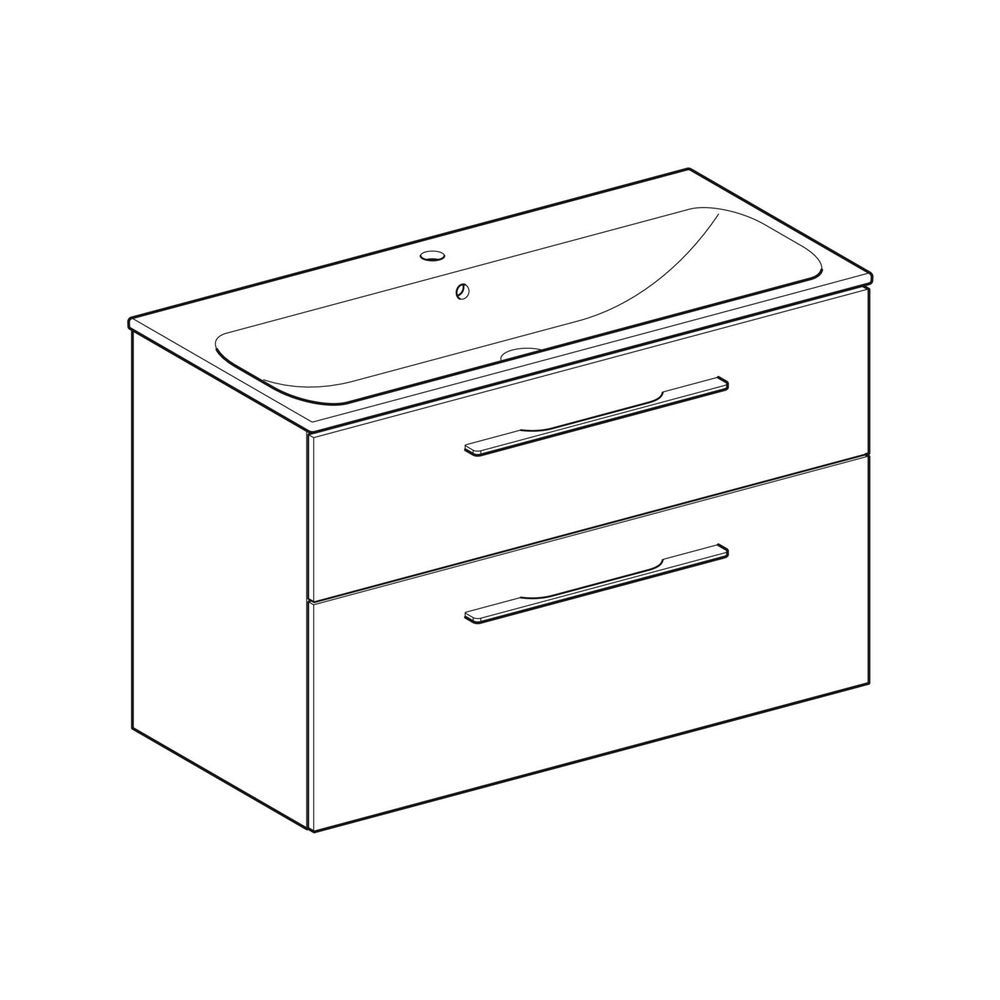 Тумба с раковиной Geberit Selnova Square slim rim 100 см, белый глянцевый 501.244.00.1 501.244.00.1 &mdash; фото в Esantehnika