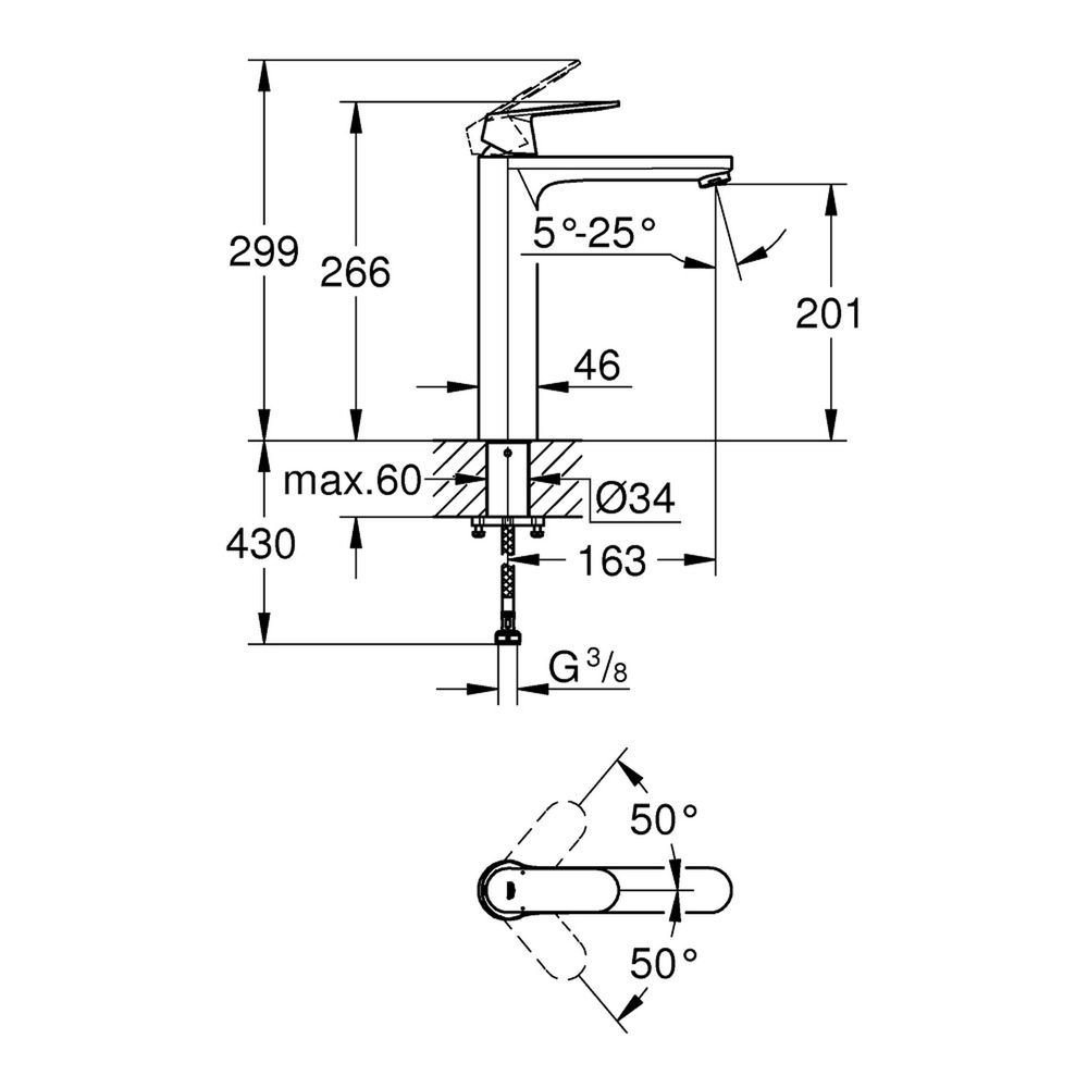 Змішувач для раковини Grohe Eurosmart Cosmopolitan XL-size 23921000 23921000 &mdash; фото в Esantehnika