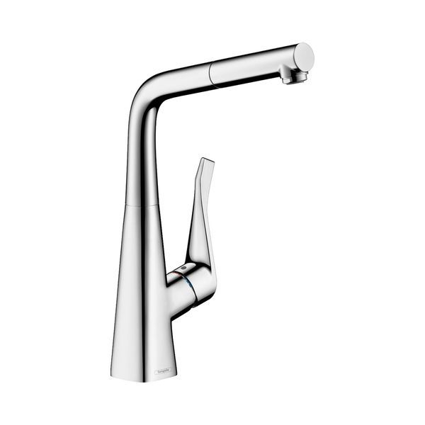 Змішувач для кухні 320 Hansgrohe Metris M71 з витяжним виливом, 1jet, sBox (колір - хром) 73812000 73812000 &mdash; фото в Esantehnika