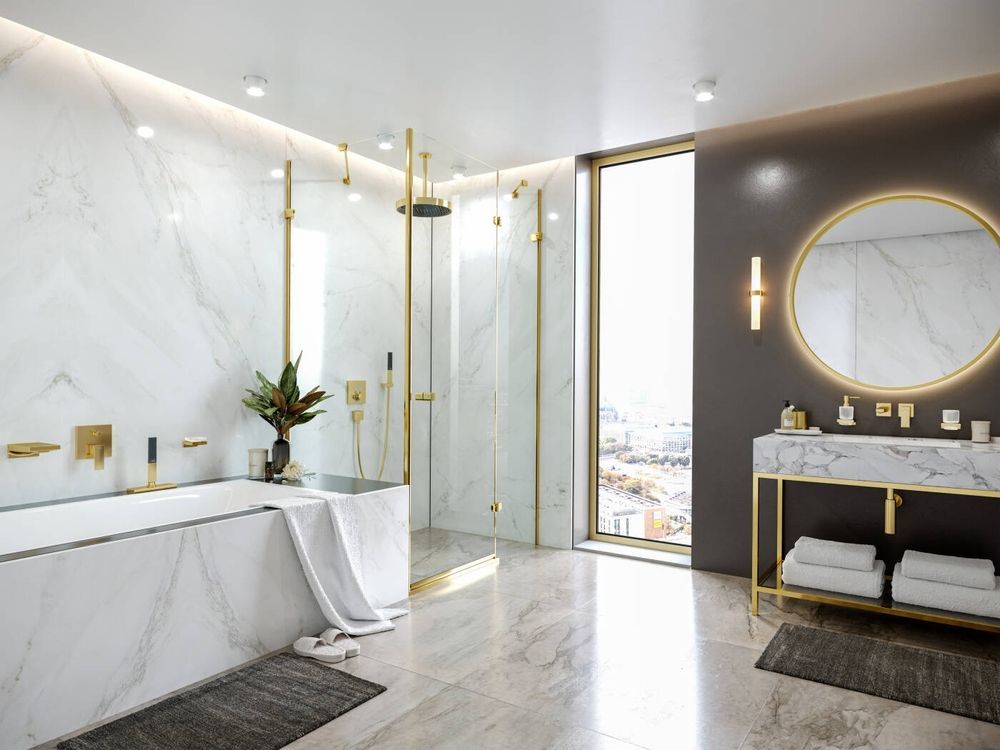 Склянка для зубних щіток, підвісна Hansgrohe AddStoris, поліроване золото/скло матове 41749990 41749990 &mdash; фото в Esantehnika
