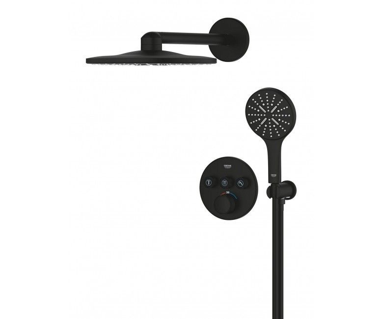 Душева система Grohe Grohtherm SmartControl Rainshower 310 чорний фантомний (34863KF0) 34863KF0 &mdash; фото в Esantehnika