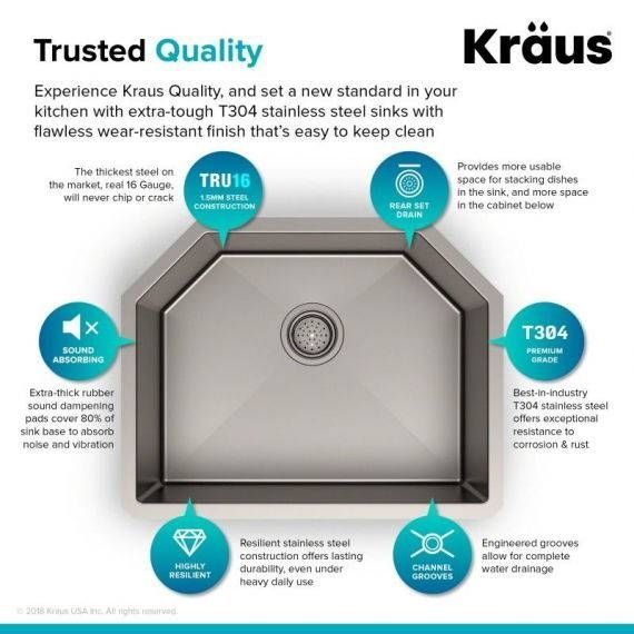 Мойка для кухни под столешницу Kraus Precision нержавеющая сталь KHU-122-23 KHU-122-23 &mdash; фото в Esantehnika