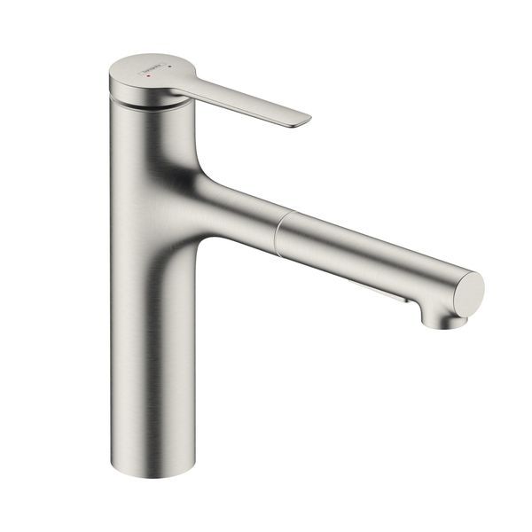 Кухонний змішувач, з витяжним душем, 2 види струменя Hansgrohe Zesis M33 (колір - сталь) 74801800 74801800 &mdash; фото в Esantehnika