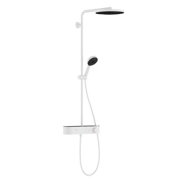 Душевая система с термостатом Hansgrohe Pulsify Showerpipe 260 1jet с ShowerTablet Select 400 (цвет - белый матовый) 24220700 24220700 &mdash; фото в Esantehnika