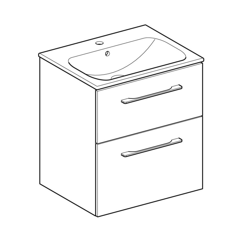 Тумба с раковиной Geberit Selnova Square slim rim 60 см, белый глянцевый 501.236.00.1 501.236.00.1 &mdash; фото в Esantehnika
