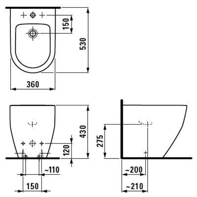 Биде напольное Laufen Pro (цвет-белый) H8329520003021 H8329520003021 &mdash; фото в Esantehnika