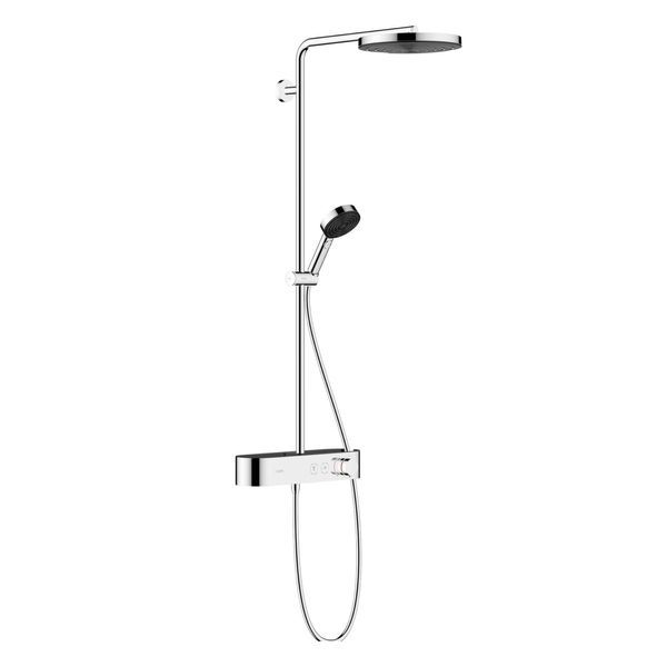 Душевая система с термостатом Hansgrohe Pulsify Showerpipe 260 1jet с ShowerTablet Select 400 (цвет - хром) 24220000 24220000 &mdash; фото в Esantehnika