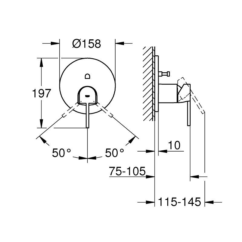 Змішувач для ванни/душу на 2 споживача Grohe Plus (колір - хром) 24060003 24060003 &mdash; фото в Esantehnika