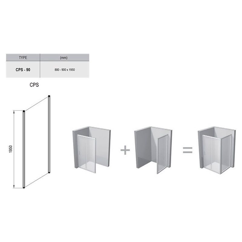 Неподвижная стенка для душа RAVAK Chrome CPS-90, 900 мм h1950, профиль сатин, стекло TRANSPARENT 9QV70U00Z1 9QV70U00Z1 &mdash; фото в Esantehnika