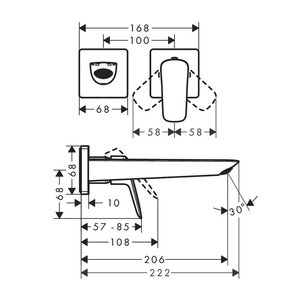 Смеситель для раковины настенный Hansgrohe Logis Fine (цвет - хром), излив 205 мм 71256000 71256000 &mdash; фото в Esantehnika