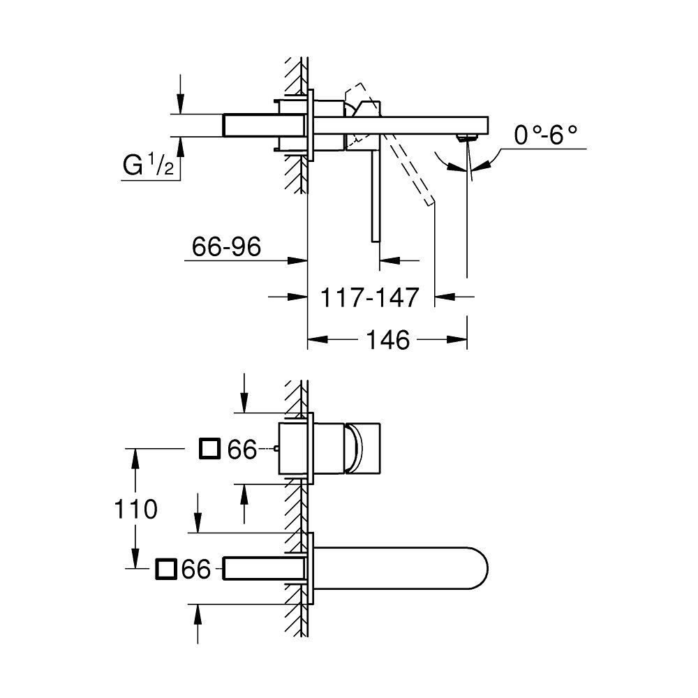 Змішувач для раковини настінний Grohe Plus M-Size 29303003 29303003 &mdash; фото в Esantehnika