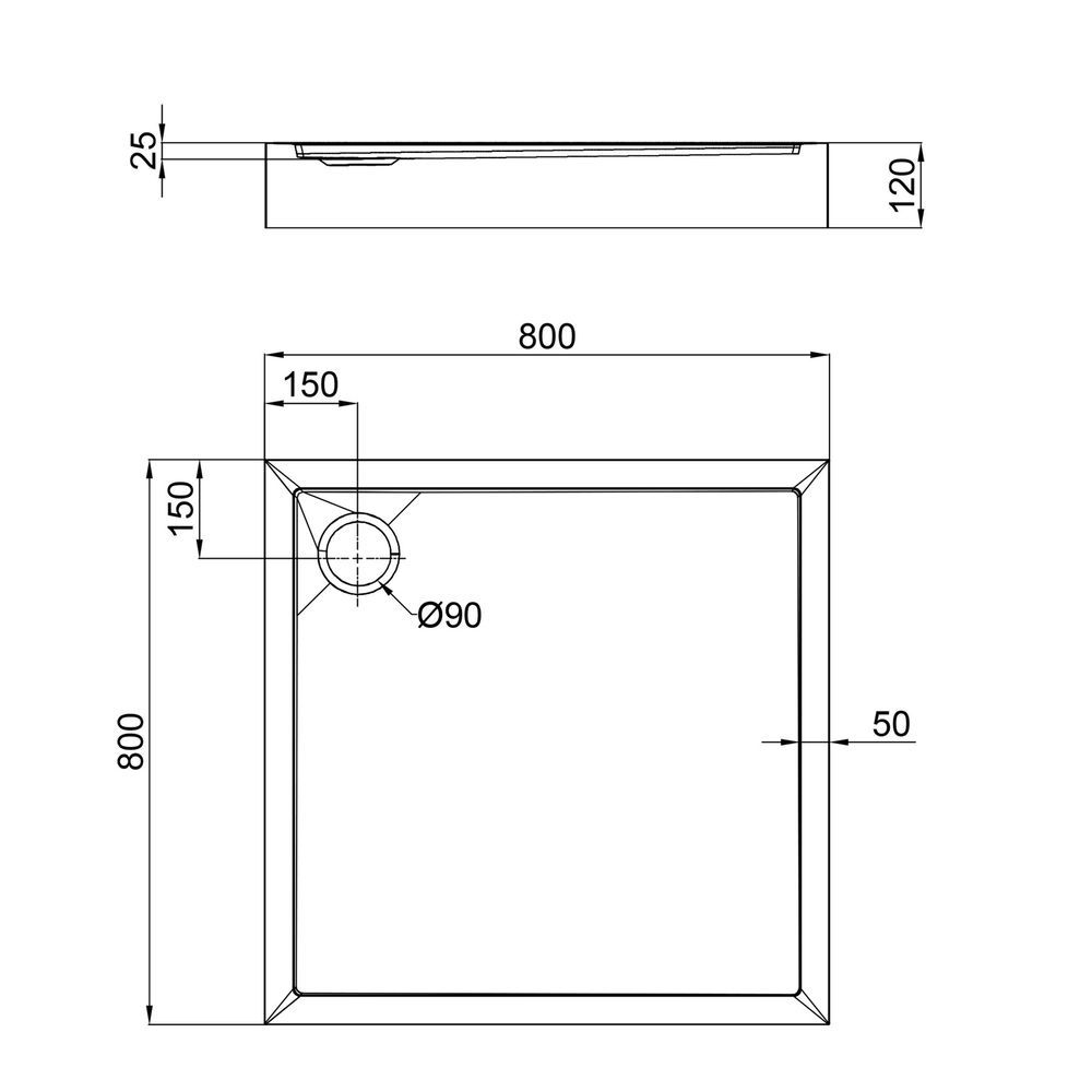 Душевой поддон Qtap Tern 308812C 80x80x12 см + сифон TERN308812C &mdash; фото в Esantehnika