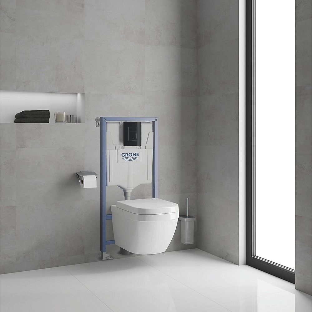 Инсталляция для унитаза Grohe Rapid SL 3в1 с клавишей Skate Cosmopolitan (цвет-черный глянец) 39940000 39940000 &mdash; фото в Esantehnika