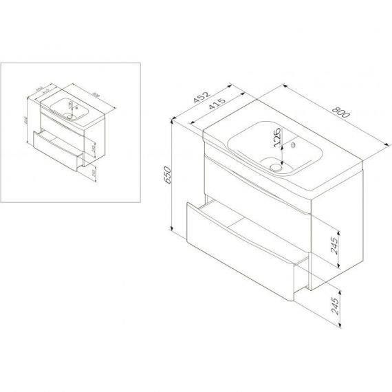 Тумба с раковиной AM PM Like 80 см белый глянец M80-FHX0802-WC0802-38 M80-FHX0802-WC0802-38 &mdash; фото в Esantehnika