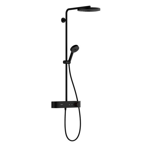 Душевая система с термостатом Hansgrohe Pulsify Showerpipe 260 1jet с ShowerTablet Select 400 (цвет - чёрный матовый) 24220670 24220670 &mdash; фото в Esantehnika