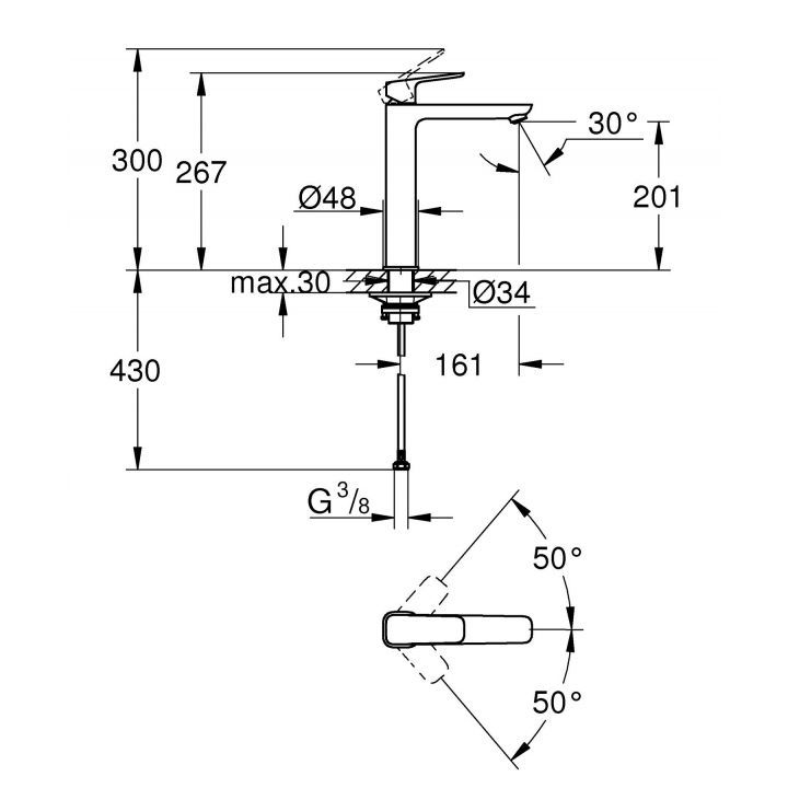 Смеситель для раковин-чаш XL-размера Grohe Cubeo (1017290000) 1017290000 &mdash; фото в Esantehnika