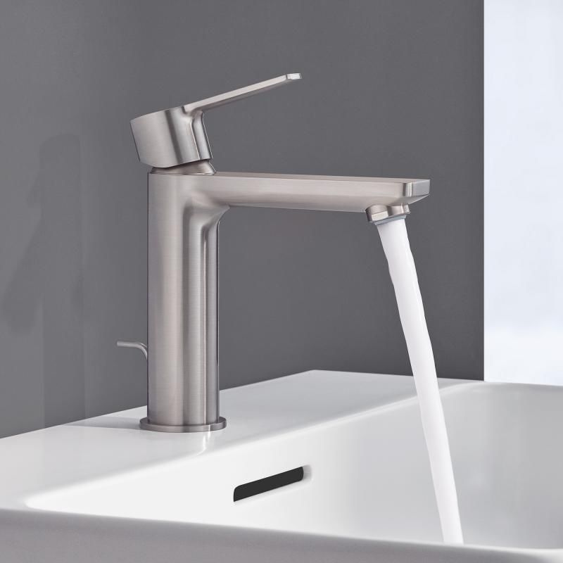Смеситель для раковины Grohe Lineare S-Size (цвет - суперсталь), с донным клапаном 32114DC1 32114DC1 &mdash; фото в Esantehnika