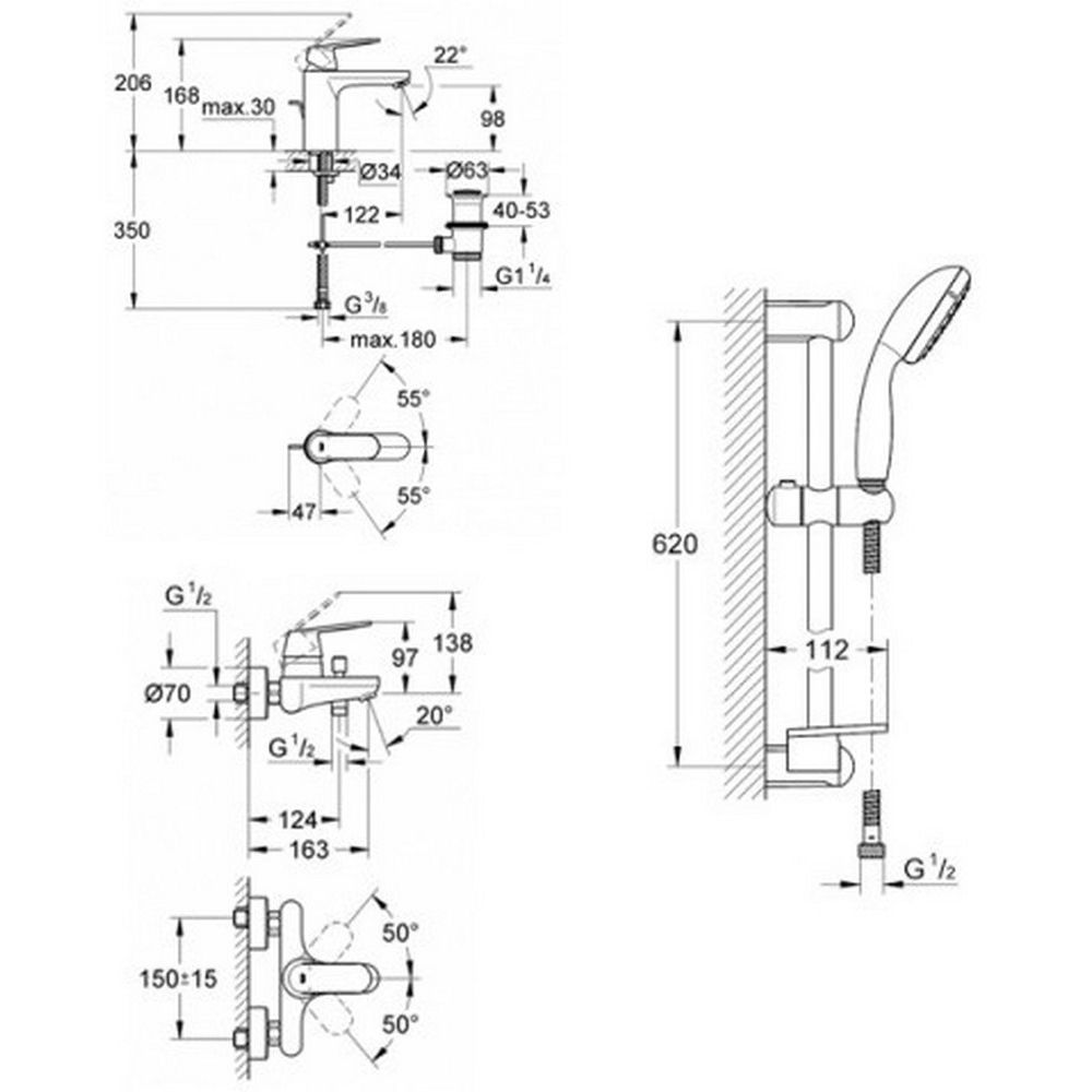 Набір змішувачів для ванної M-size Grohe Eurosmart Cosmopolitan 126112M 126112M &mdash; фото в Esantehnika