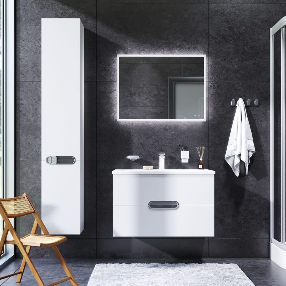 Тумба подвесная AM.PM белый глянець с умывальником Spirit 80 см M70-FUX0802-WC0802-38 M70-FUX0802-WC0802-38 &mdash; фото в Esantehnika