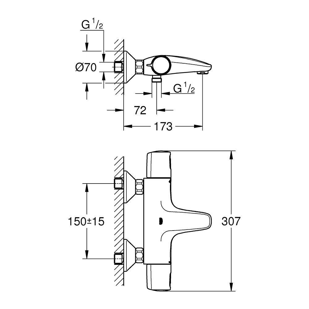 Термостат для ванни Grohe QuickFix Precision Trend New (колір - хром) 34227002 34227002 &mdash; фото в Esantehnika