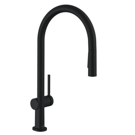 Змішувач кухонний Hansgrohe Talis 210 2jet з витяжним зливом Sbox, чорний матовий (72801670) 72801670 &mdash; фото в Esantehnika