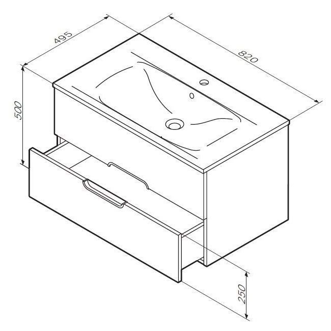 Тумба подвесная AM.PM белый глянець с умывальником Spirit 80 см M70-FUX0802-WC0802-38 M70-FUX0802-WC0802-38 &mdash; фото в Esantehnika