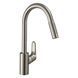 Смеситель для кухни 240 Hansgrohe Focus M41, 2jet (цвет - нержавеющая сталь), вытяжной поворотный излив 31815800 31815800 &mdash; фото в Esantehnika