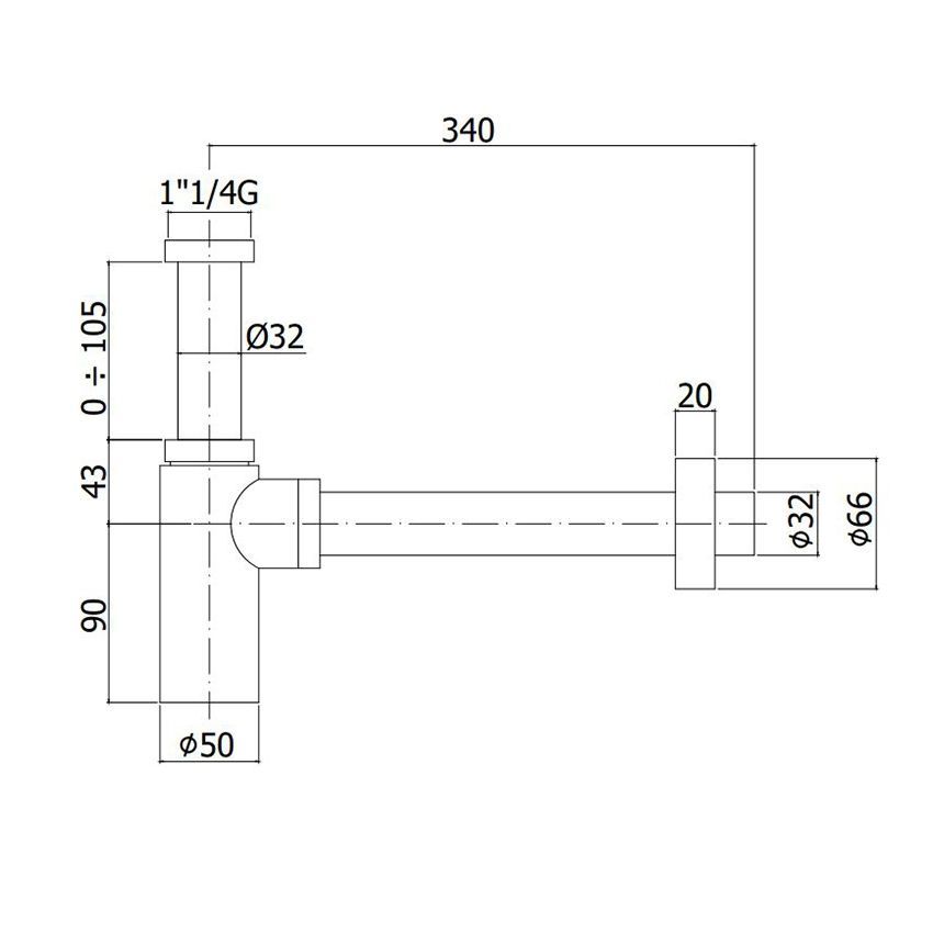 Сифон для раковини Paffoni Light (колір - Honey Gold) ZACC240HG ZACC240HG &mdash; фото в Esantehnika