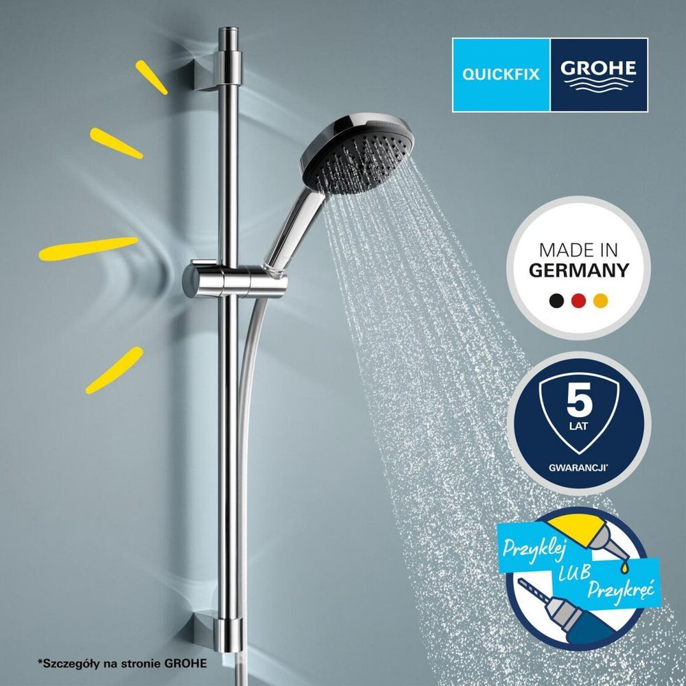 Комплект GROHE QuickFix Dice: смеситель для ванны BF101872VC, смеситель для раковины Dice M-Size 1018330000 и гигиенический душ скрытого монтажа UA202408QF, хром (SET-BF101872VC-1018330000-UA202408QF) SET-BF101872VC-1018330000-UA202408QF &mdash; фото в Esantehnika