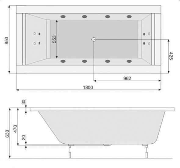 Ванна акрилова PoolSpa Windsore 180x85 см PWPNT10ZN000000 PWPNT10ZN000000 &mdash; фото в Esantehnika