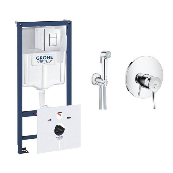 Комплект Grohe інсталяція Rapid SL 38827000 + набір для гігієнічного душу із змішувачем BauClassic 2904800S 38827000+2904800S &mdash; фото в Esantehnika