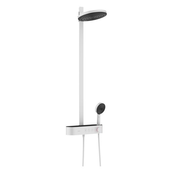 Душевая система с термостатом Hansgrohe Pulsify Showerpipe 260 2jet EcoSmart с ShowerTablet Select 400 (цвет - белый матовый) 24241700 24241700 &mdash; фото в Esantehnika