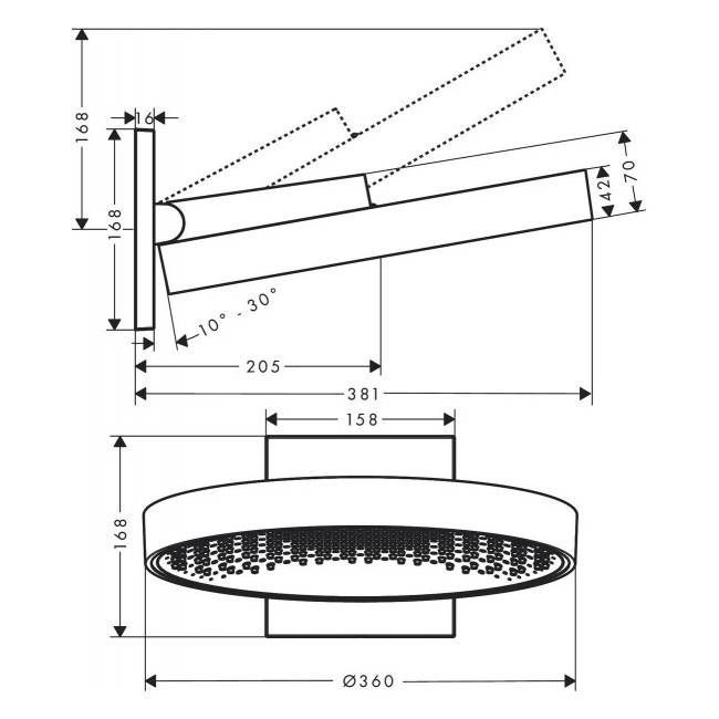 Верхний душ &Oslash; 360 мм Hansgrohe Rainfinity, 1 тип струи (цвет - хром) 26230000 26230000 &mdash; фото в Esantehnika