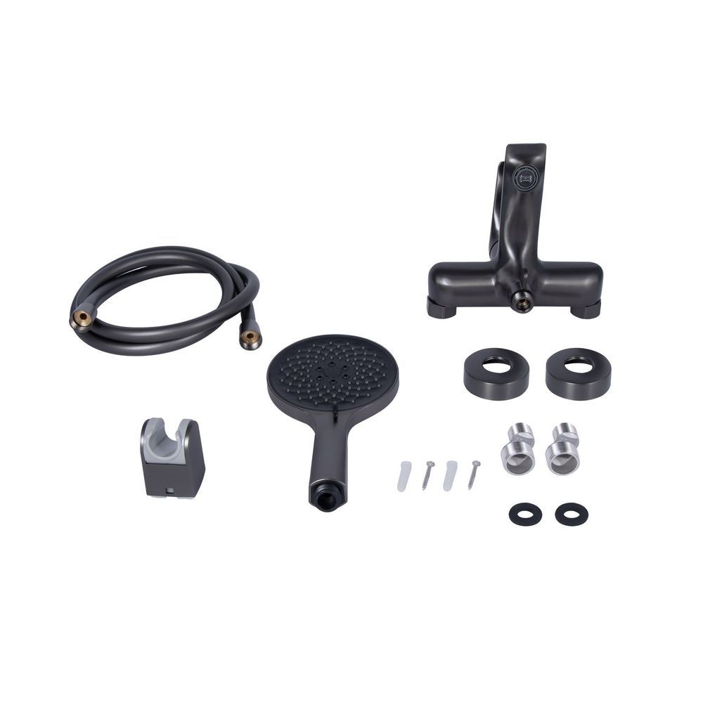 Смеситель для ванны Qtap Vlasta New (с душевым гарнитуром) QTVLA259GMB45643 Gunmetal Black PVD QTVLA259GMB45643 &mdash; фото в Esantehnika