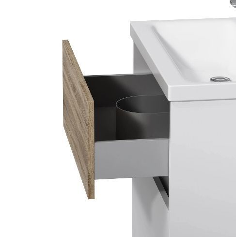 Тумба напольная Am.Pm Gem S 60 см белый глянец/дерево M91-FSX0602-WC0602WF38 с умывальником M91-FSX0602-WC0602WF38 &mdash; фото в Esantehnika