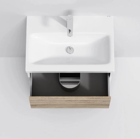 Тумба напольная Am.Pm Gem S 60 см белый глянец/дерево M91-FSX0602-WC0602WF38 с умывальником M91-FSX0602-WC0602WF38 &mdash; фото в Esantehnika