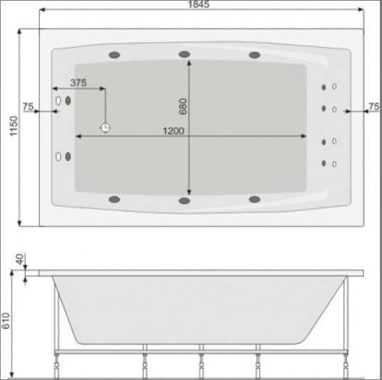 Ванна акрилова PoolSpa Fantasy 185x115 PWP1H10ZS000000 PWP1H10ZS000000 &mdash; фото в Esantehnika