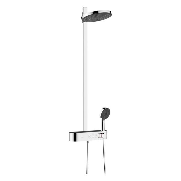 Душевая система с термостатом Hansgrohe Pulsify Showerpipe 260 2jet EcoSmart с ShowerTablet Select 400 (цвет - хром) 24241000 24241000 &mdash; фото в Esantehnika