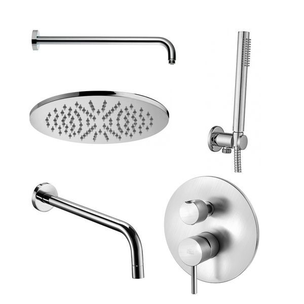 Душова система для ванни з виливом Paffoni Shower, верхній душ &Oslash;225 мм (колір - хром) KIT LIG019CR KIT LIG019CR &mdash; фото в Esantehnika