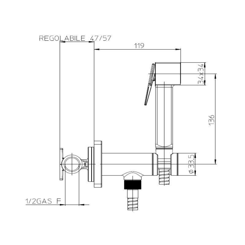 Гигиенический душ Bossini Cube-Brass Progressive Mixer Set (цвет - хром) E38001B00030015 E38001B00030015 &mdash; фото в Esantehnika