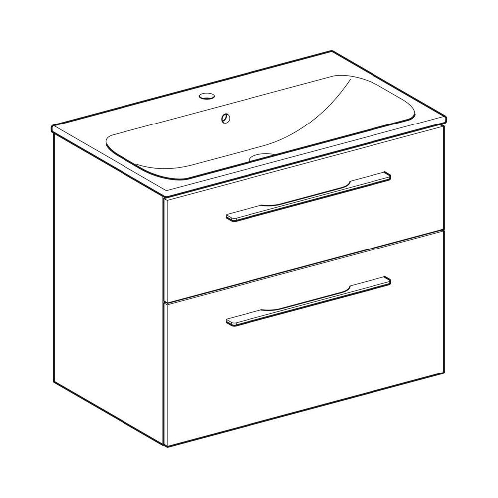 Тумба с раковиной Geberit Selnova Square slim rim 80 см, орех тёмный 501.242.00.1 501.242.00.1 &mdash; фото в Esantehnika