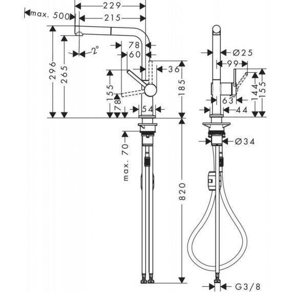 Смеситель для кухни Hansgrohe Talis M54 с выдвижной лейкой черный матовый 72808670 72808670 &mdash; фото в Esantehnika